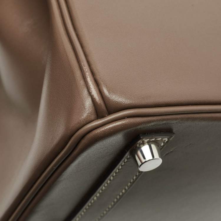 Hermès Birkin 25 Etoupe Tadelakt Leather Bag