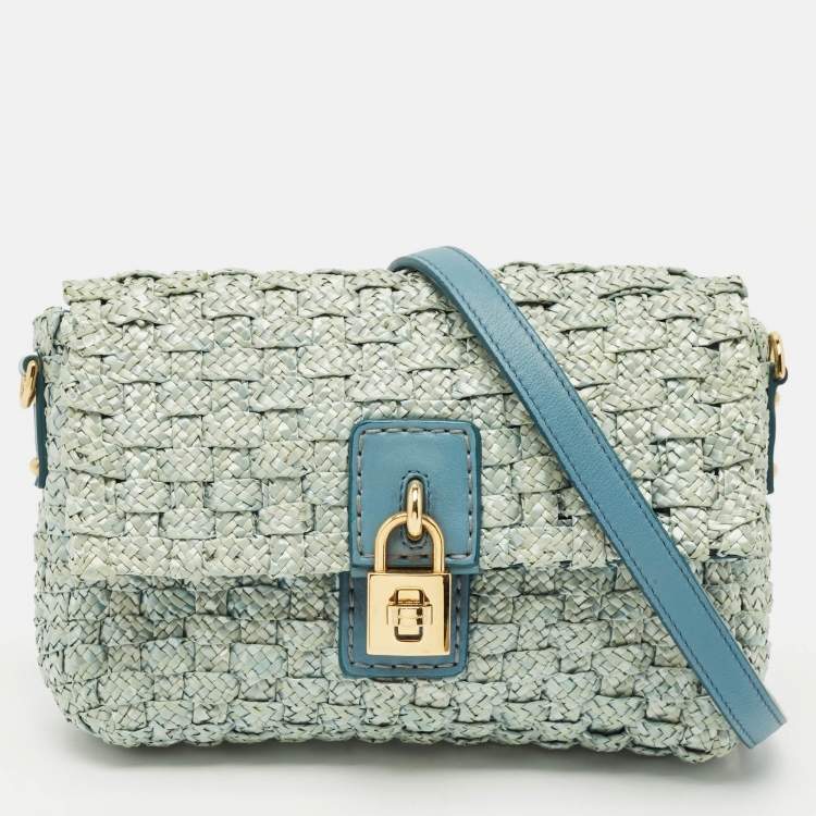 Dolce & Gabbana Blue Raffia Leather Bag