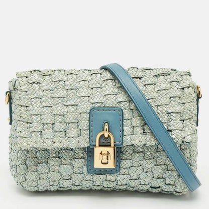 Dolce & Gabbana Blue Raffia Leather Bag