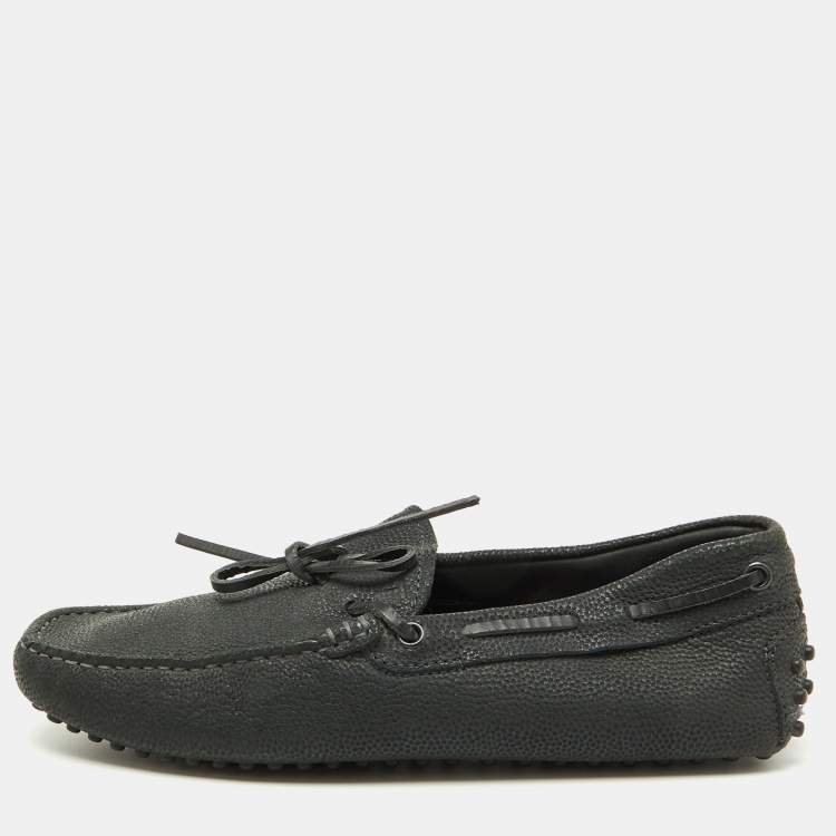 Tod’s Dark Grey Leather Gommino Bow Loafers - Size 39.5