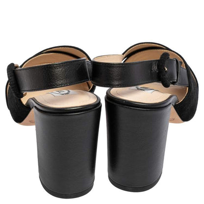 Tod’s Black Crisscross Block Heel Sandals - Size 37.5