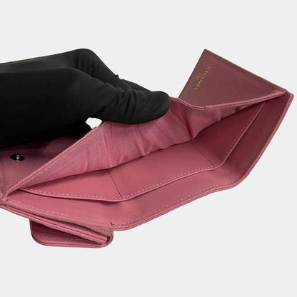 Chanel Pink Quilted Caviar Boy Flap Compact Wallet