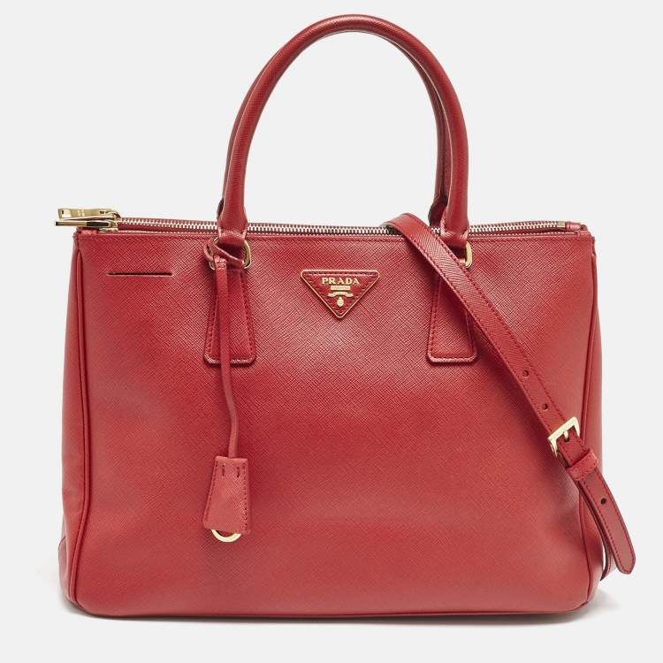 Prada Red Saffiano Lux Leather Medium Tote