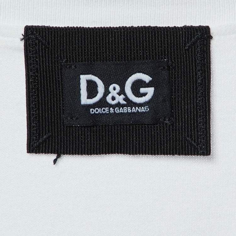Dolce & Gabbana White Cotton Tweed Trim T-Shirt - Size S