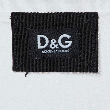 Dolce & Gabbana White Cotton Tweed Trim T-Shirt - Size S