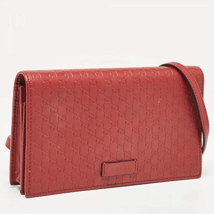 Gucci Red Leather Flap Wallet on Strap