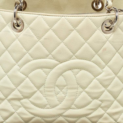 Chanel Cream Quilted Caviar Leather CC Tote