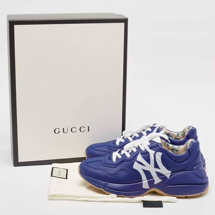 Gucci Blue Leather NY Yankees Rhyton Sneakers 41.5