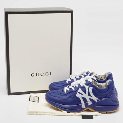 Gucci Blue Leather NY Yankees Rhyton Sneakers 41.5