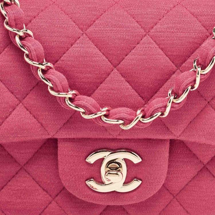 Chanel Pink Quilted Jersey Small Classic Flap Bag