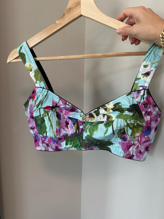 Dolce & Gabbana Wisteria Floral 2-Piece Set – Bustier Top & Skirt - Brand New
