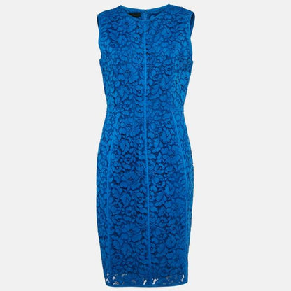 CH Carolina Herrera Blue Lace Floral Sheath Dress – Size L – Brand New