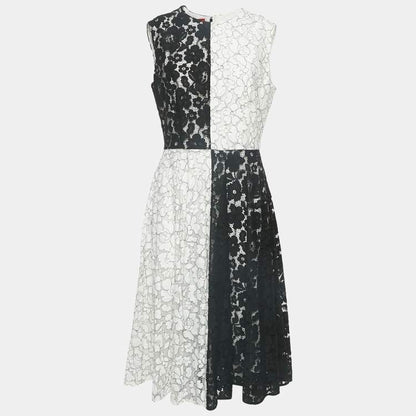 CH Carolina Herrera Black & White Floral Lace Midi Dress – Size L – Brand New