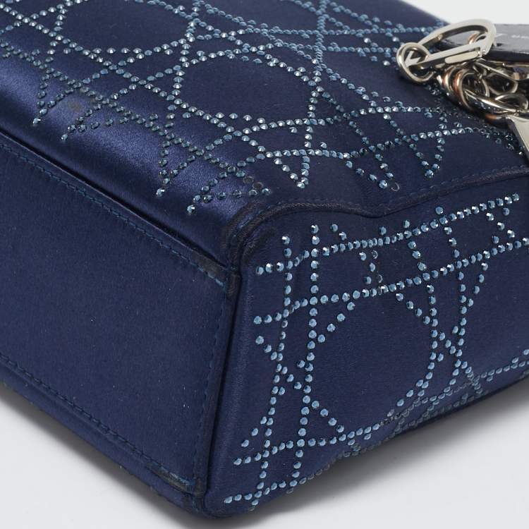 Dior Mini Lady Dior Tote – Navy Blue Crystal Satin