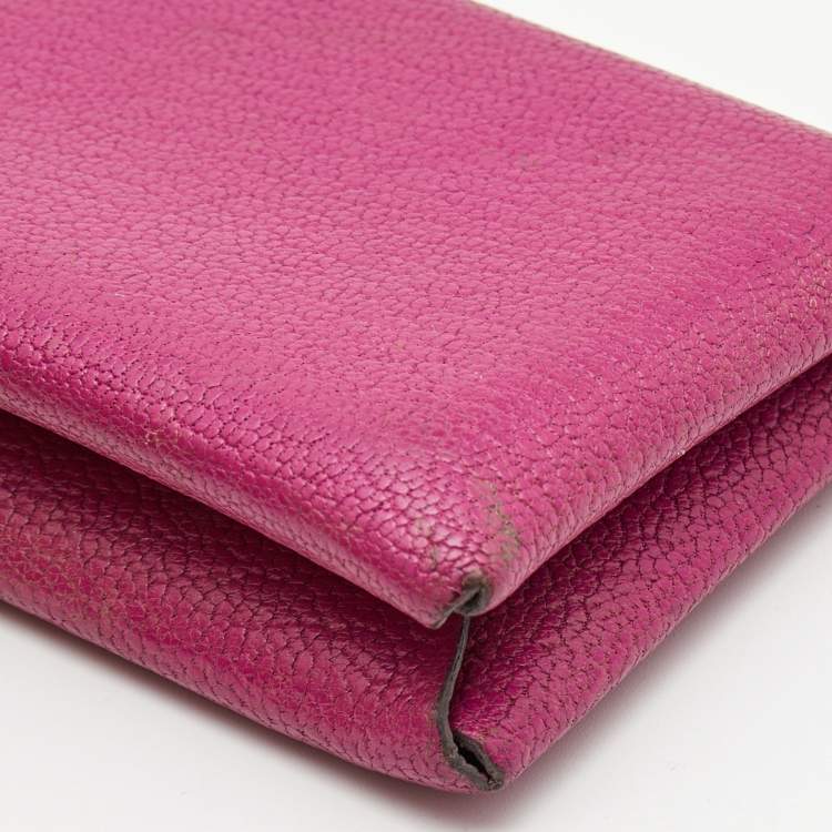 Hermès Cyclamen Chevre Mysore Leather Calvi Card Holder