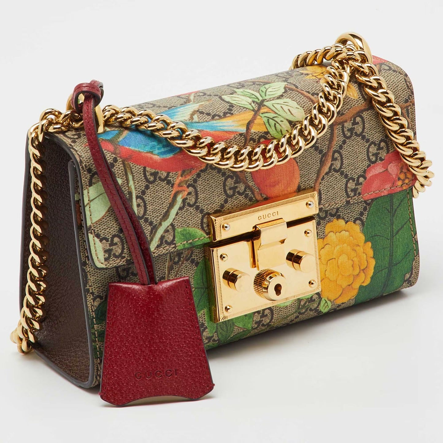 Gucci Multicolor GG Supreme Canvas Tian Print Small Padlock Shoulder Bag