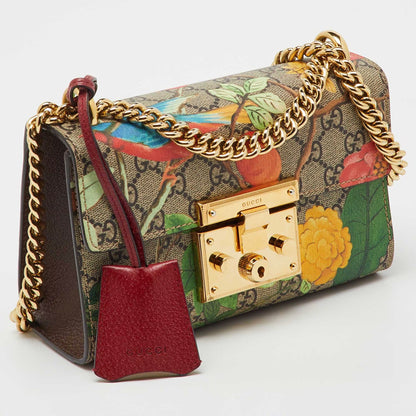 Gucci Multicolor GG Supreme Canvas Tian Print Small Padlock Shoulder Bag