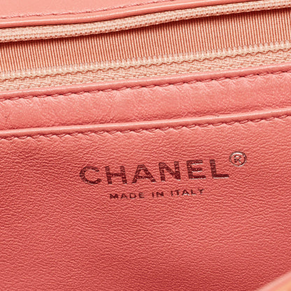 Chanel Pink Chevron Patent Leather Jumbo Flap Bag