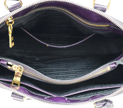 Prada Purple Vernice Leather Promenade Bag