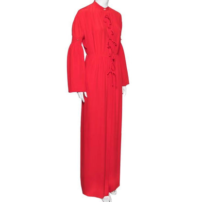 Burberry Red Silk Button Down Maxi Dress – Size S – Brand New