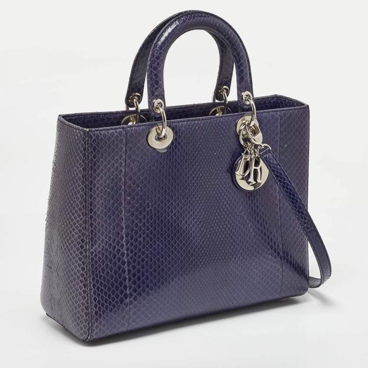 Lady Dior Large Python Bag Navy