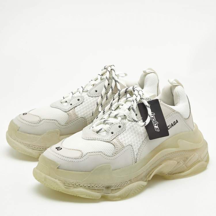 Balenciaga White Triple S Clear Sole Sneakers 40