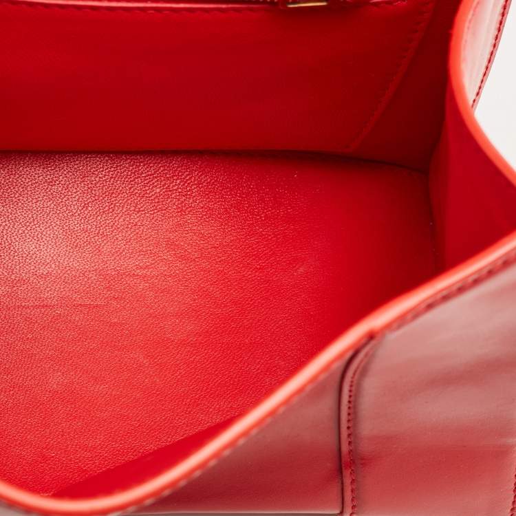 Balenciaga Red Leather Small Hourglass Top Handle Bag