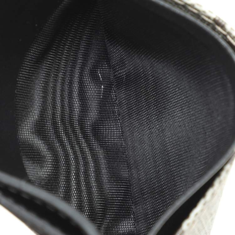 Gucci Black & Beige GG Supreme Canvas and Leather Card Holder