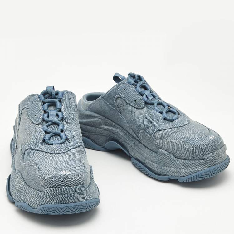 Balenciaga Blue Denim Triple S Mules Size 45