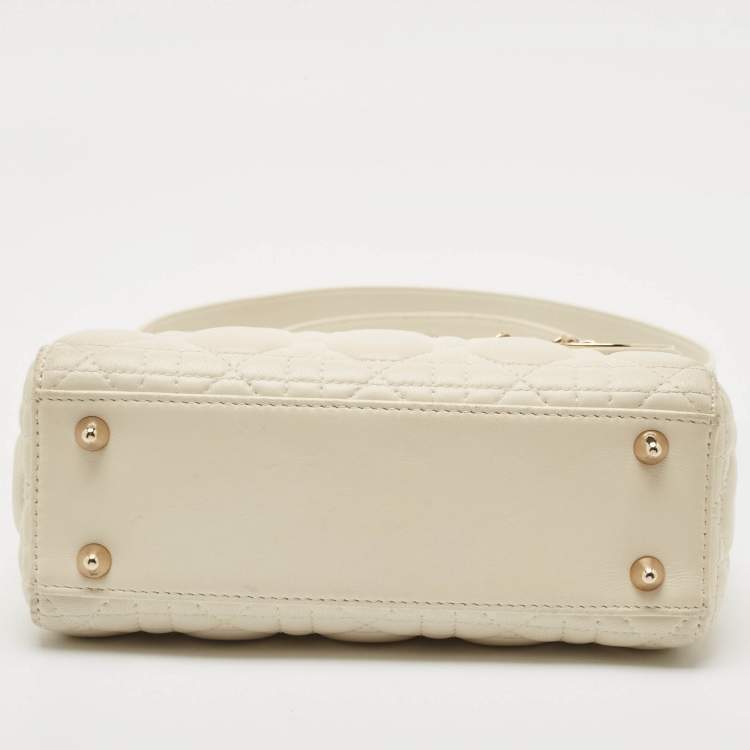 Dior Small Off-White Cannage Leather Lady Dior ABCDior Tote