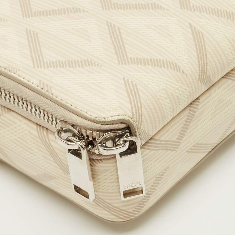 Dior Beige Diamond Print Coated Canvas & Leather Camera Bag