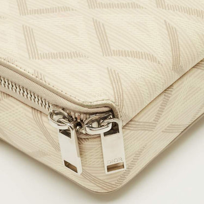 Dior Beige Diamond Print Coated Canvas & Leather Camera Bag