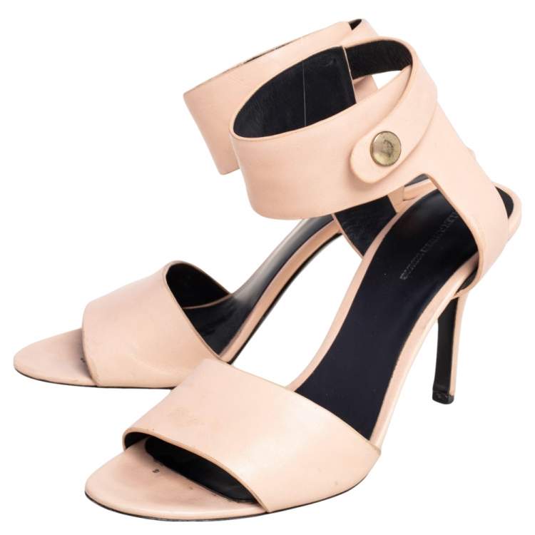 Alexander Wang Beige Leather Ankle Cuff Sandals Size 40