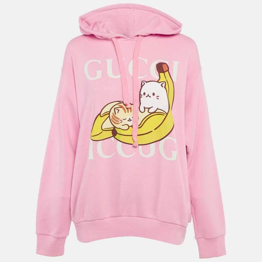 Gucci Pink Banana Print Cotton Hoodie – Size XS