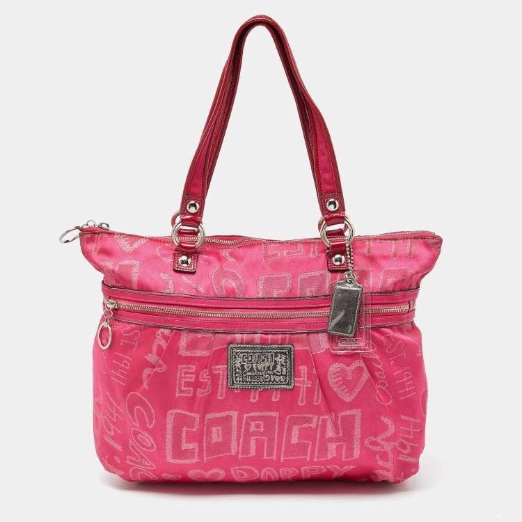 Coach Pink Canvas & Patent Leather Poppy Glam Tote