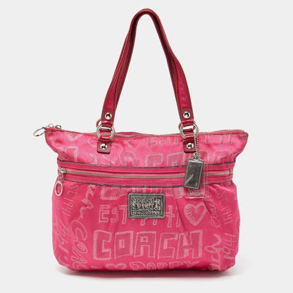 Coach Pink Canvas & Patent Leather Poppy Glam Tote