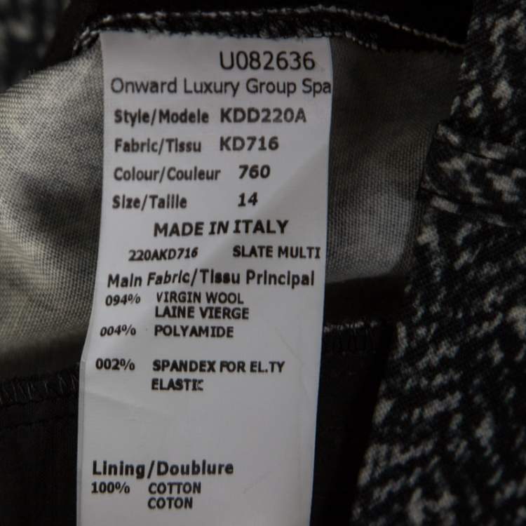 Michael Kors Dark Grey Chevron Print Stretch Wool Tapered Trousers – Size XL