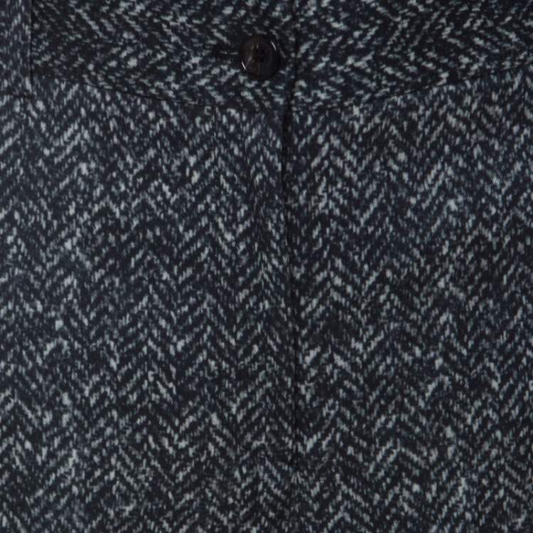 Michael Kors Dark Grey Chevron Print Stretch Wool Tapered Trousers – Size XL