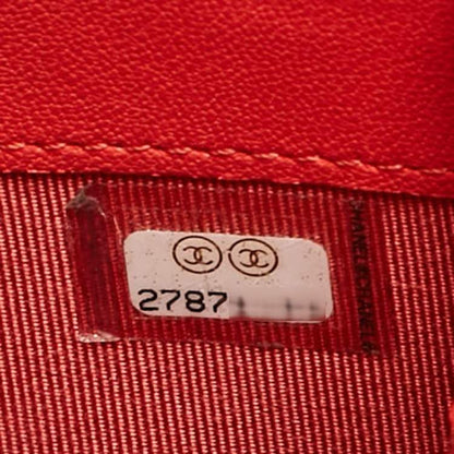 Chanel Vertical Pearl Chain Clutch in Red Quilted Leather with Gold Hardware