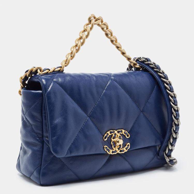 Chanel Blue Quilted Leather Medium 19