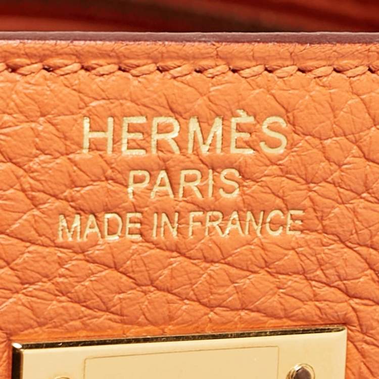 Hermès Orange Taurillon Clemence Leather Gold Finish Kelly Retourne 35 Bag
