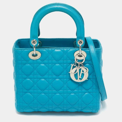Dior Turquoise Blue Medium Lady Dior Tote