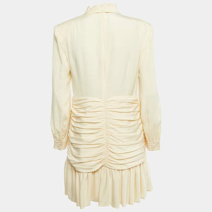 Gucci Cream Silk Drape Detail Mini Dress – Size L – Brand New