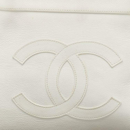Chanel White Caviar Leather CC Tote