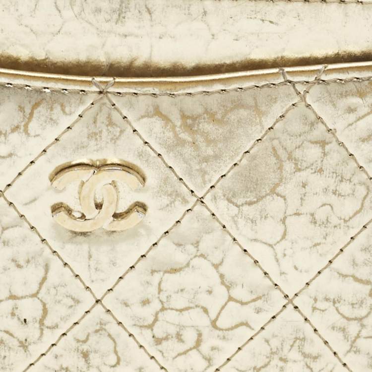 Chanel Gold Quilted Leather CC Card Holder