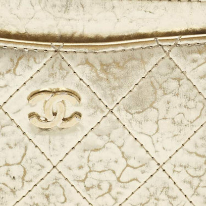 Chanel Gold Quilted Leather CC Card Holder