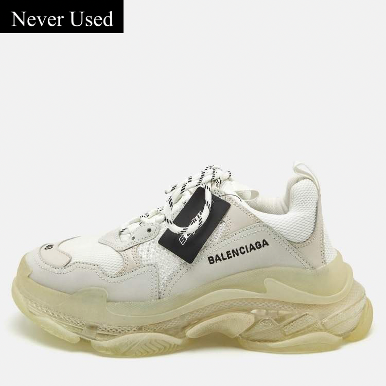 Balenciaga White Triple S Clear Sole Sneakers 40