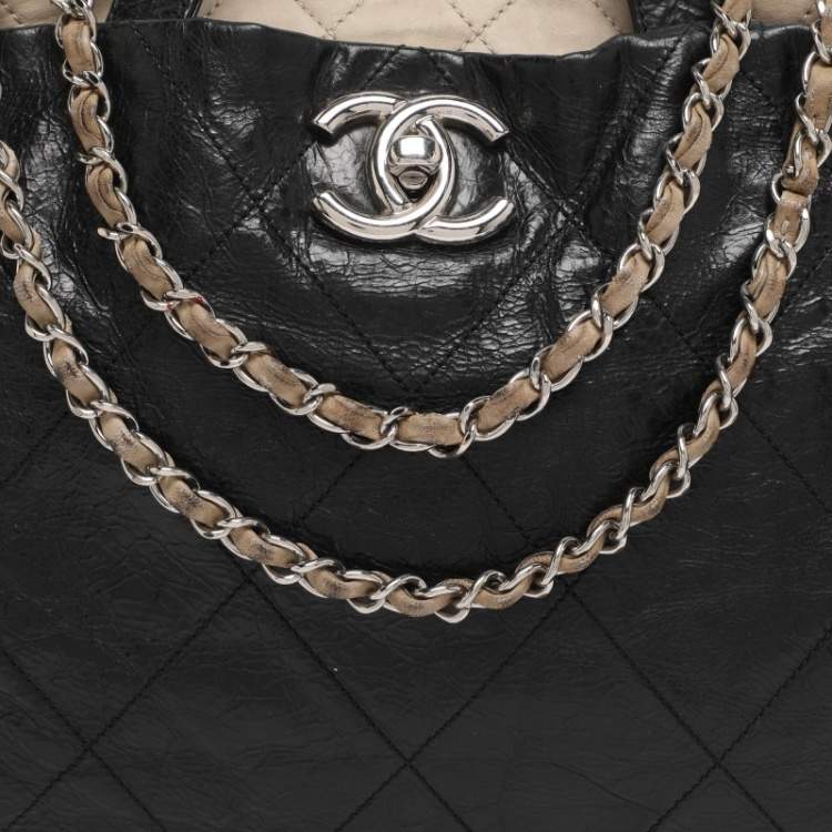 Chanel Black Quilted Glazed Leather Portobello Tote