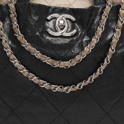 Chanel Black Quilted Glazed Leather Portobello Tote