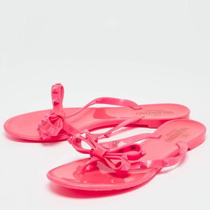 Valentino Rockstud Pink Rubber Slide Sandals Size 38